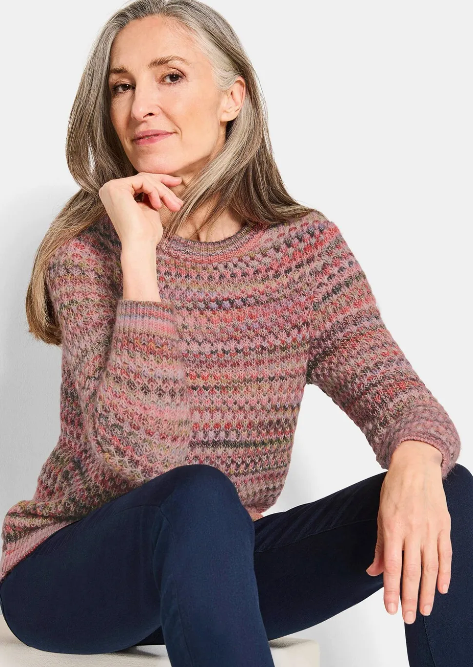 Pull en tricot multicolore