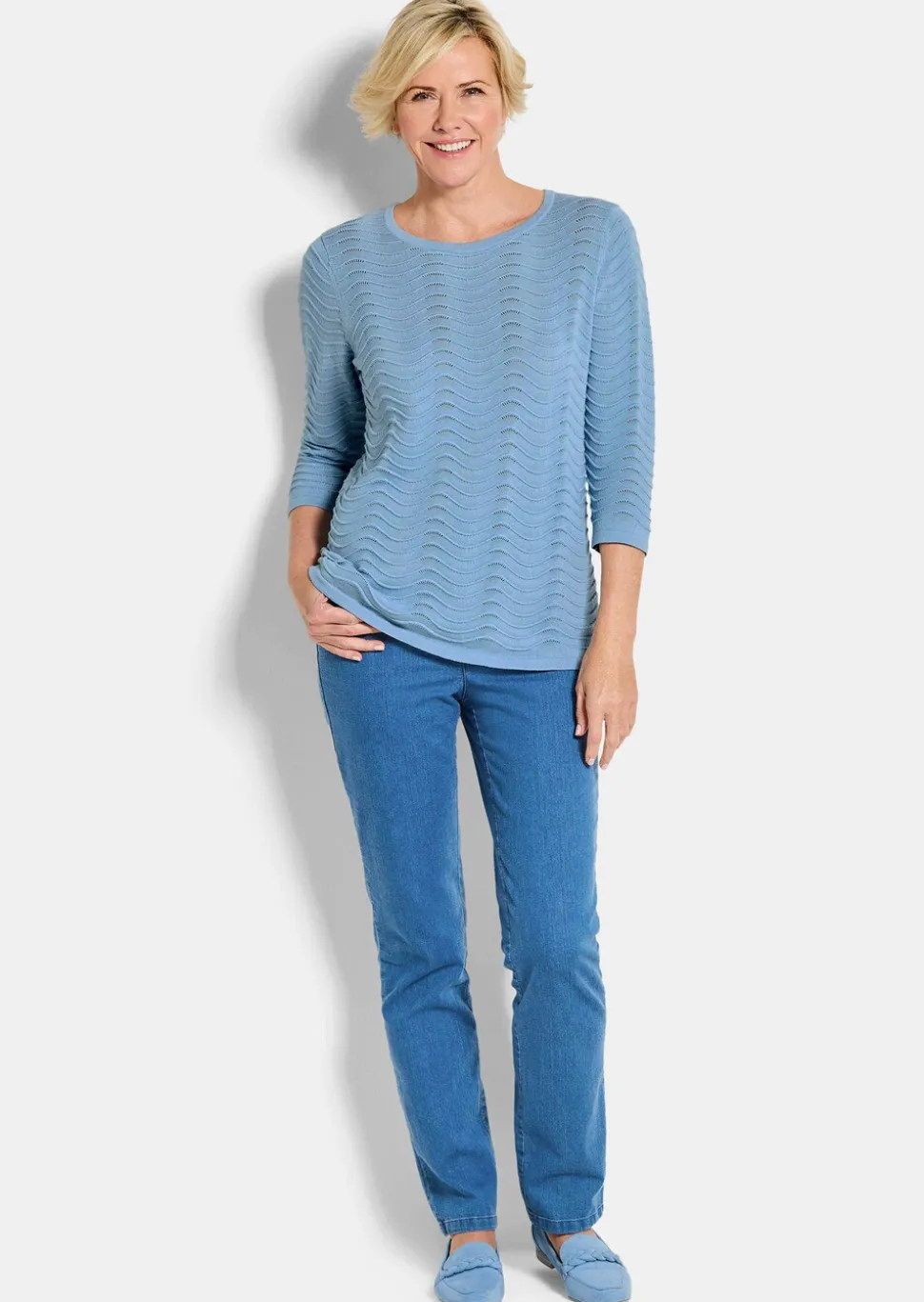 Pull en tricot structuré, à motif ondulé