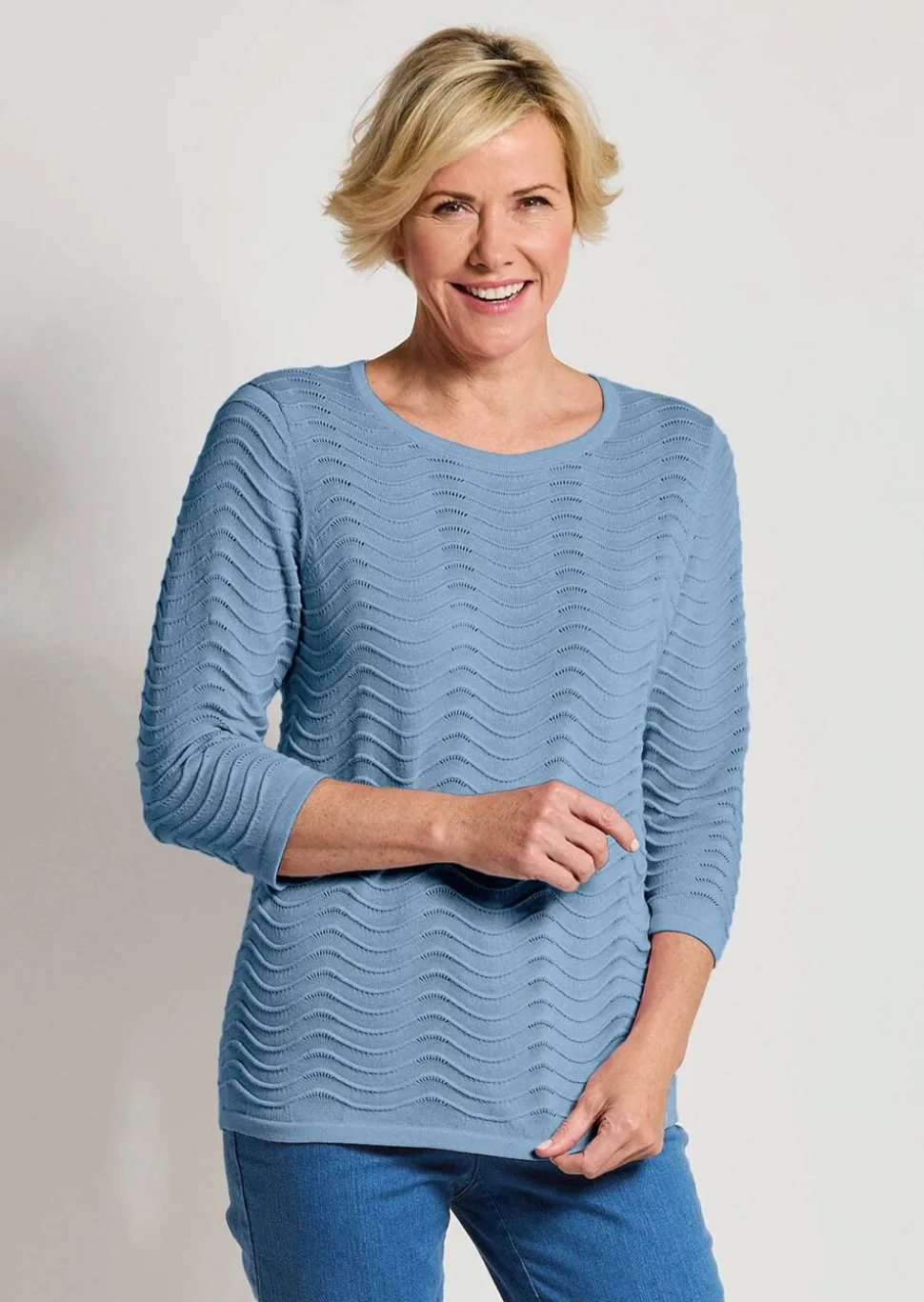 Pull en tricot structuré, à motif ondulé
