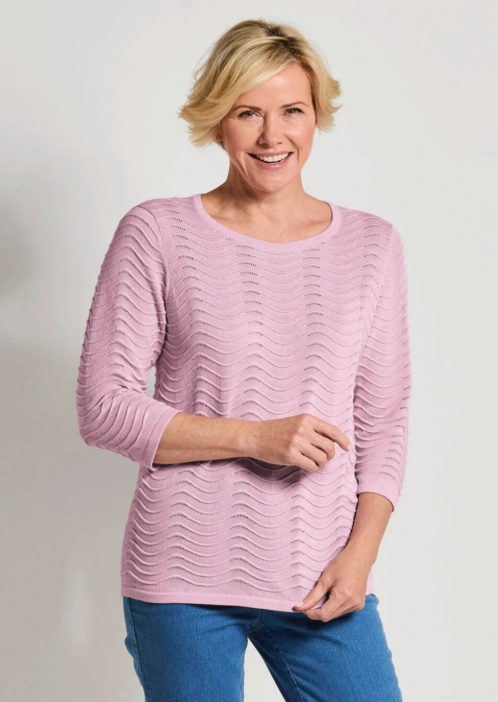 Pull en tricot structuré, à motif ondulé