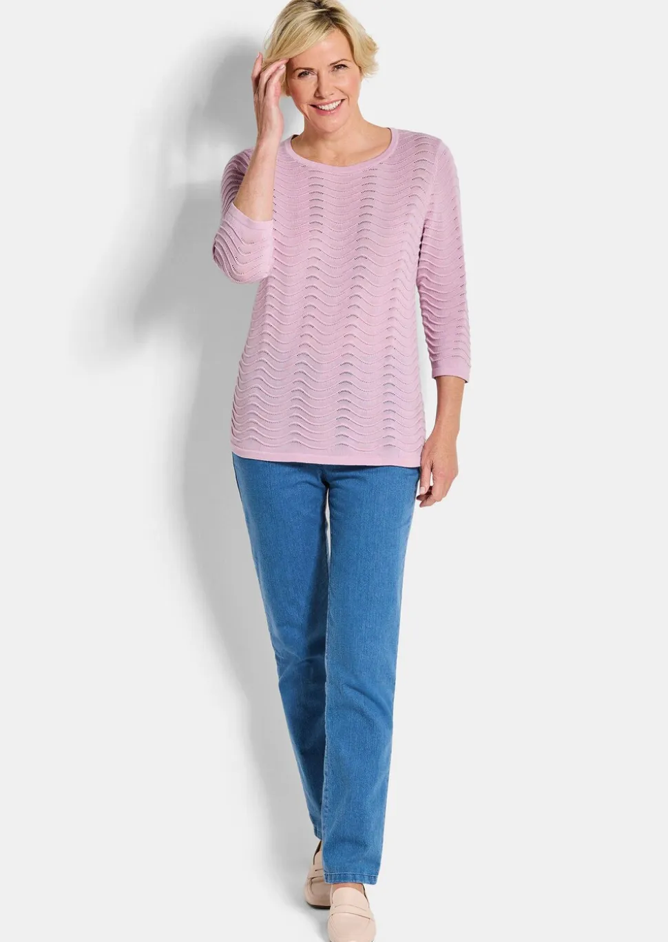 Pull en tricot structuré, à motif ondulé