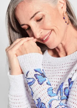 Pull imprimé avec motif ajouré