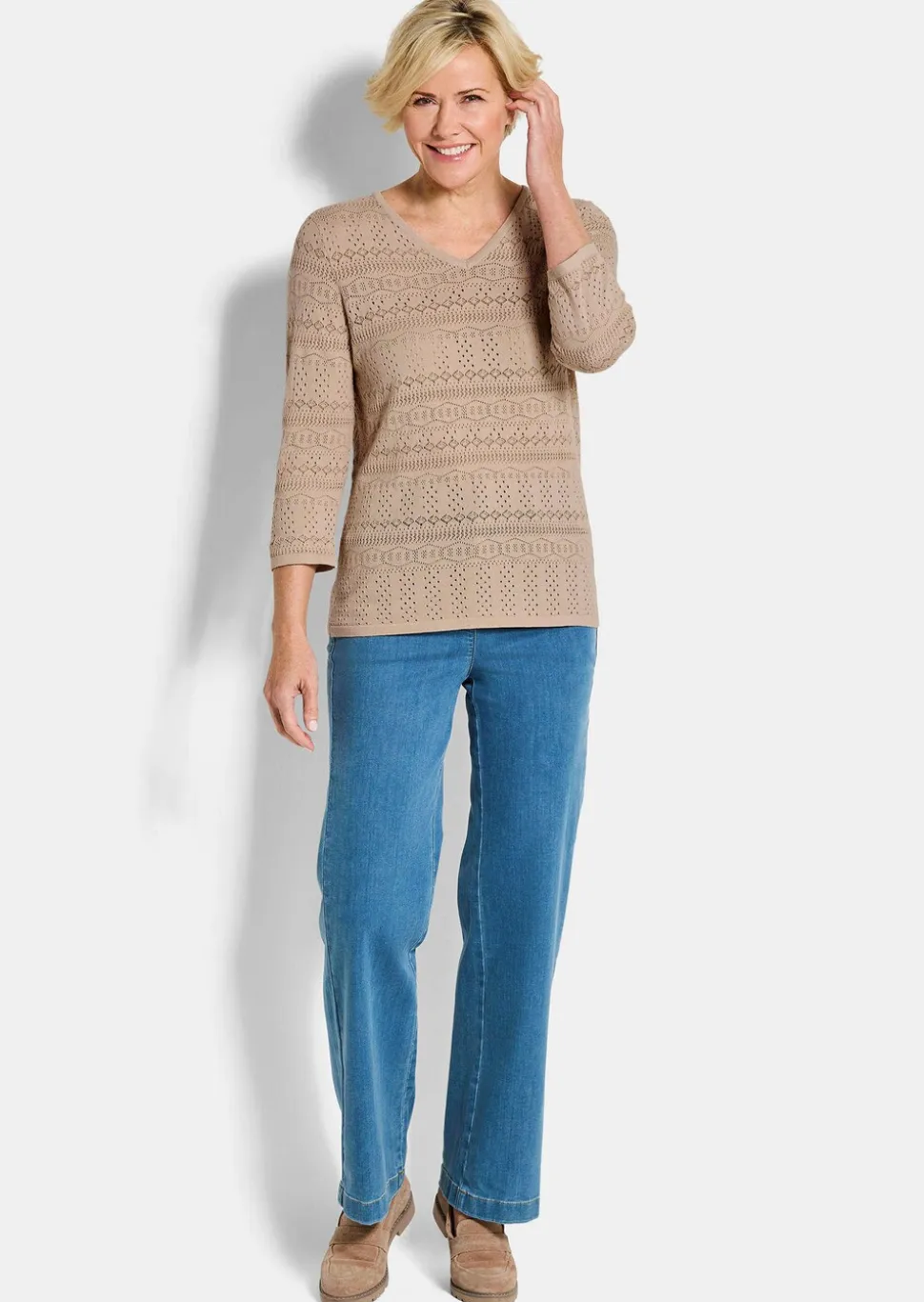 Pull léger en tricot à motif ajouré