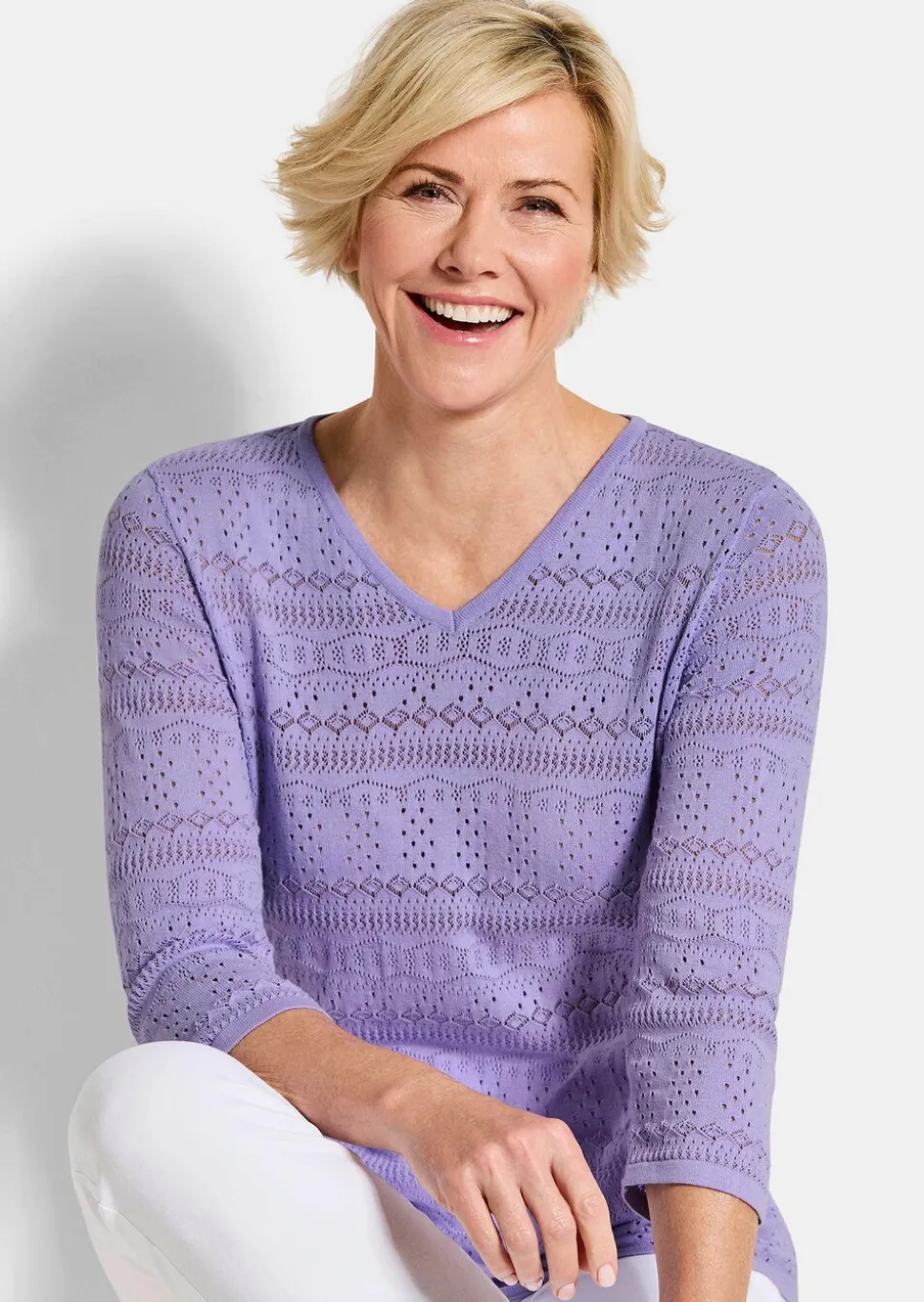 Pull léger en tricot à motif ajouré