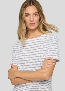 Pull à manches courtes en tricot structuré, avec coton