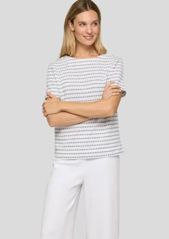 Pull à manches courtes en tricot structuré, avec coton