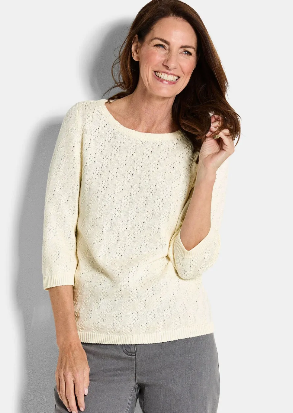 Pull à manches 3/4 en pur coton