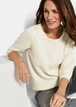 Pull à manches 3/4 en pur coton
