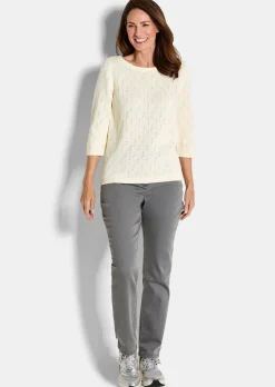 Pull à manches 3/4 en pur coton