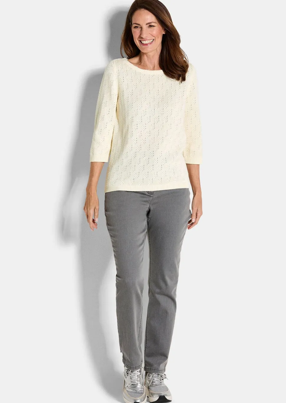 Pull à manches 3/4 en pur coton