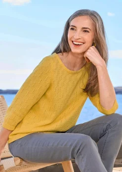 Pull à manches 3/4 en pur coton