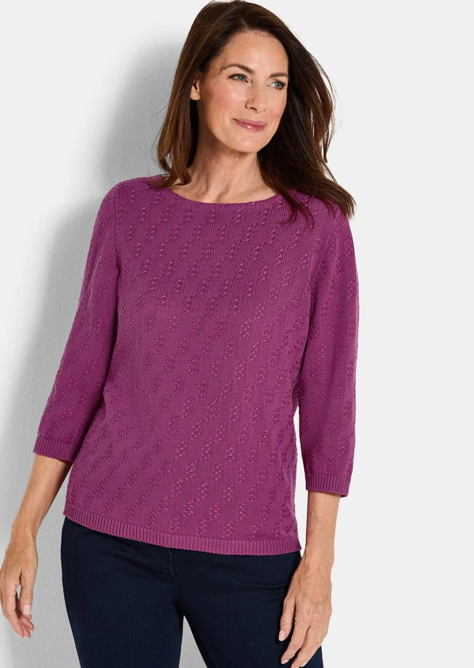 Pull à manches 3/4 en pur coton