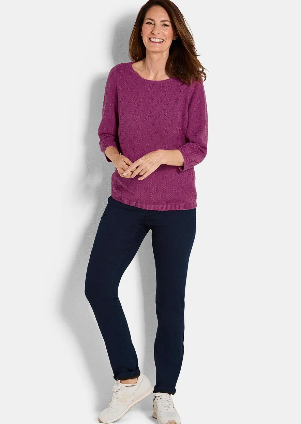 Pull à manches 3/4 en pur coton