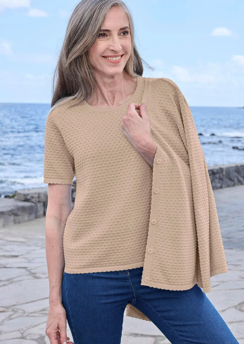 Pull à manches mi-longues avec motif à pois