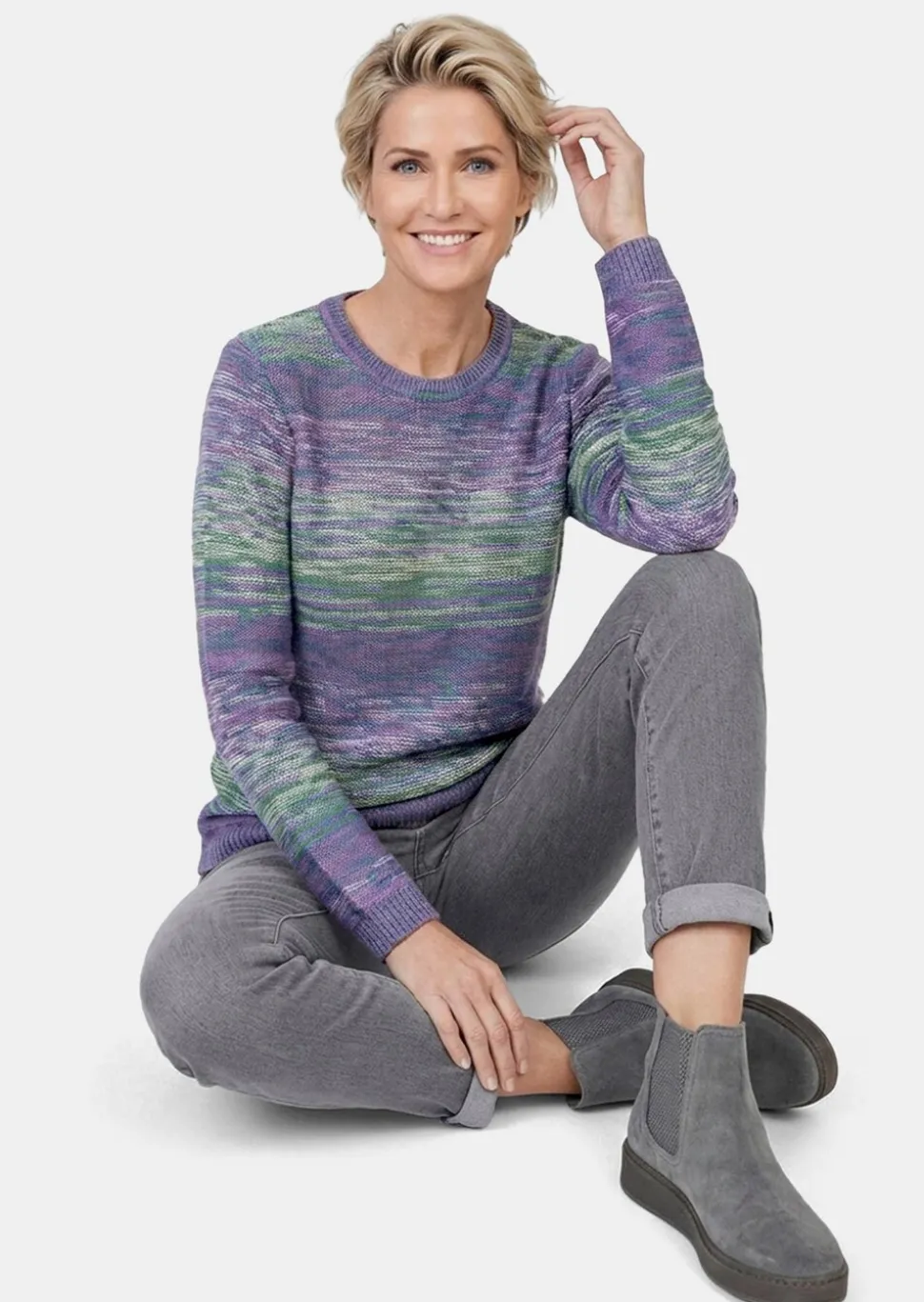 Pull multicolore avec dégradé plein de fraîcheur