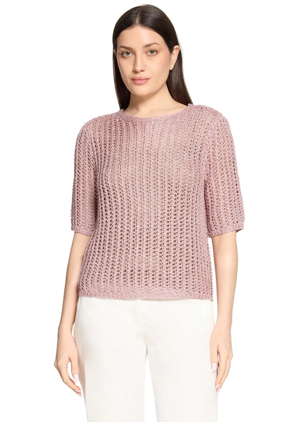 Pull-over ajouré estival avec paillettes