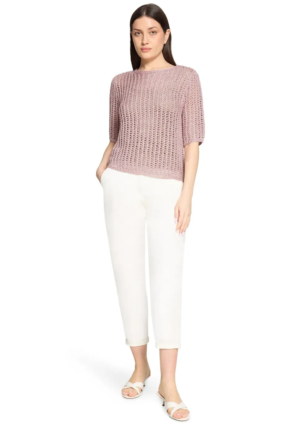 Pull-over ajouré estival avec paillettes