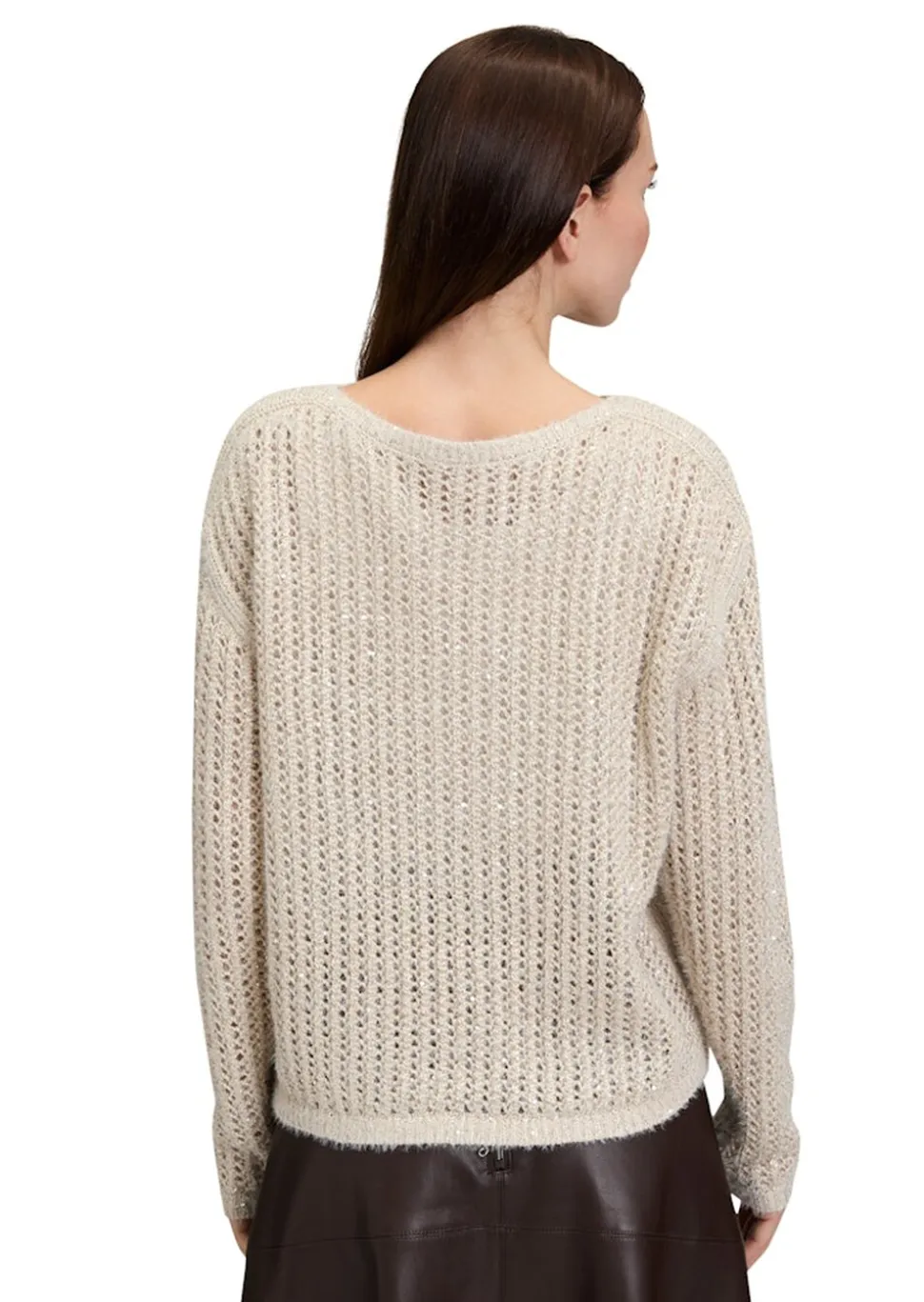 Pull-over en maille ajourée, pailletée