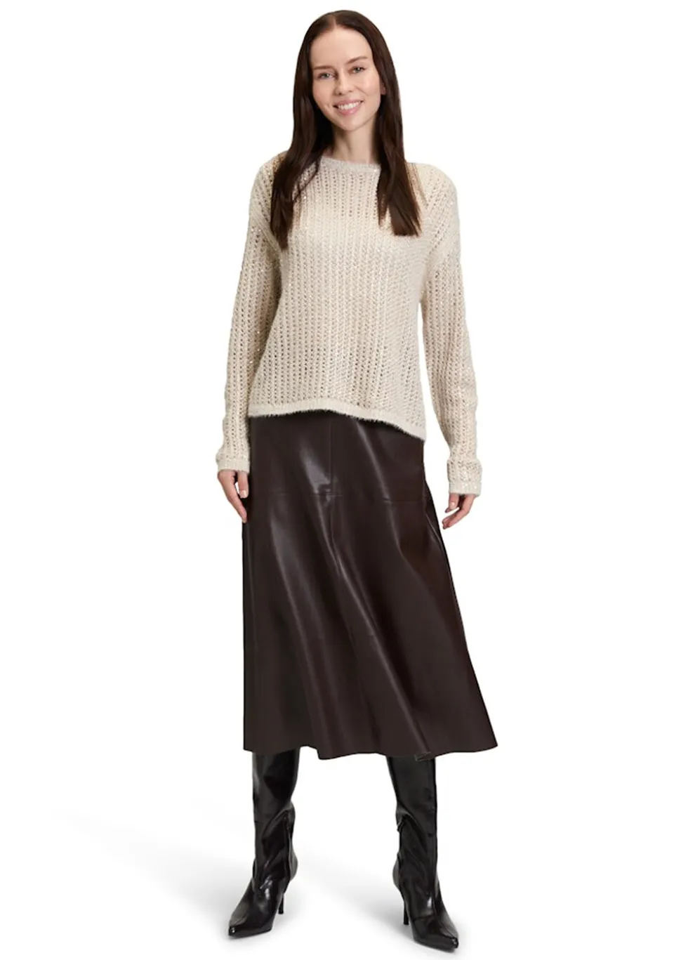 Pull-over en maille ajourée, pailletée