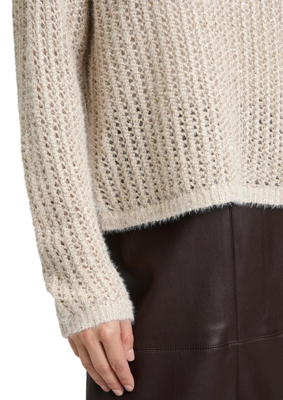 Pull-over en maille ajourée, pailletée