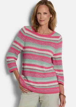 Pull à rayures avec encolure bateau