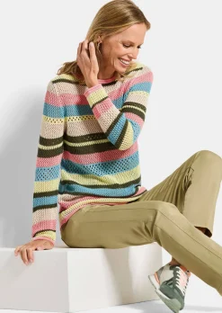 Pull à rayures en maille ajourée