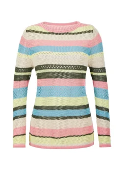 Pull à rayures en maille ajourée