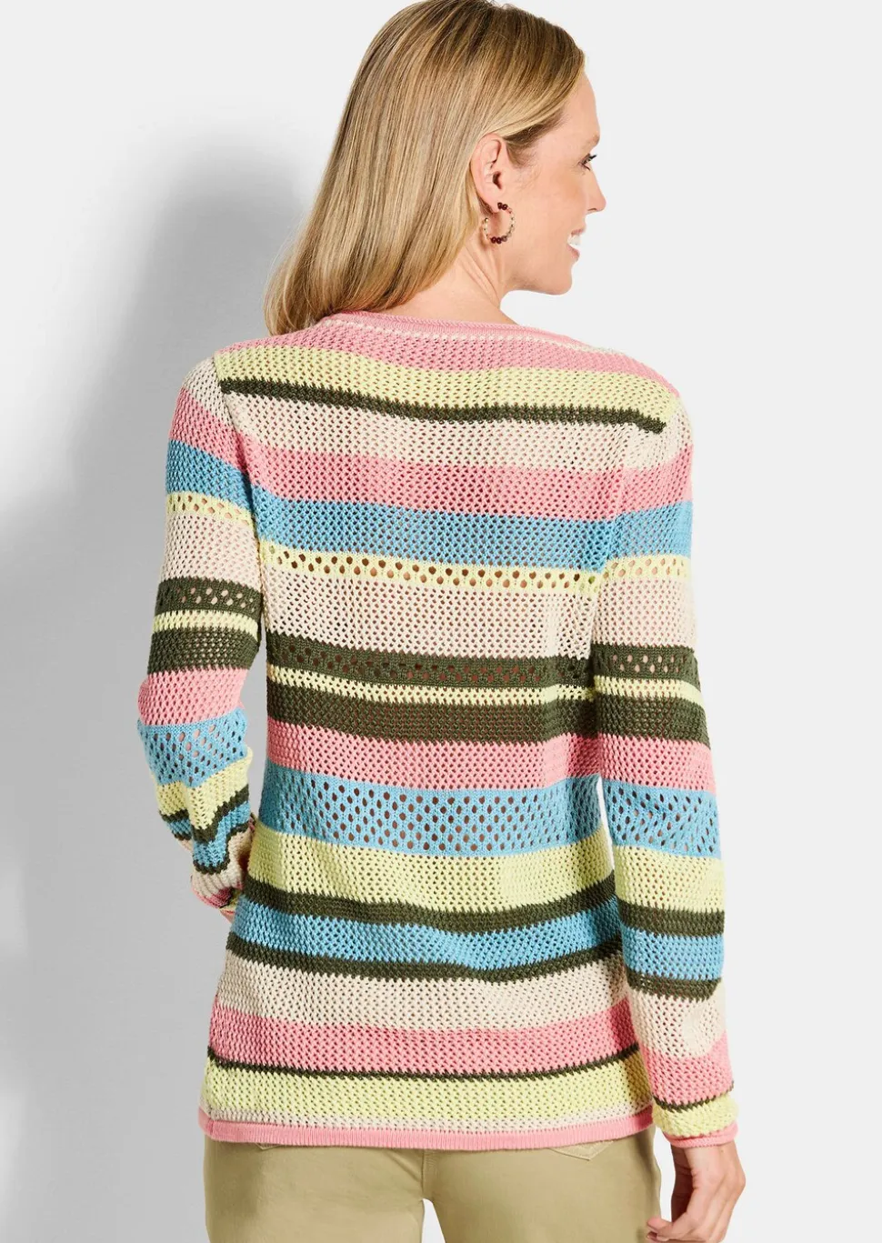 Pull à rayures en maille ajourée