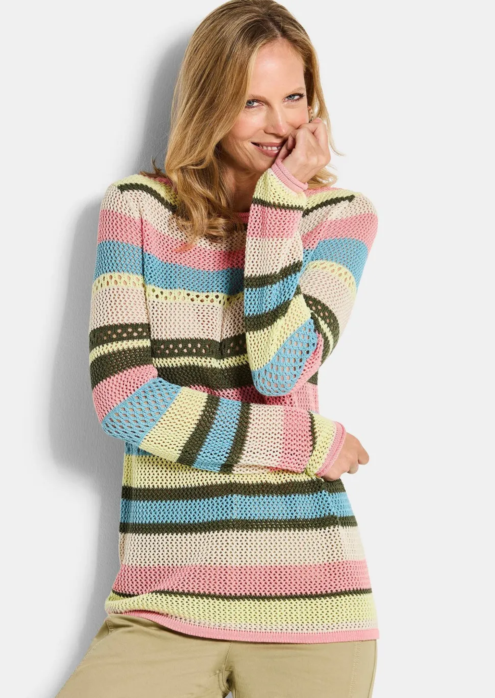 Pull à rayures en maille ajourée