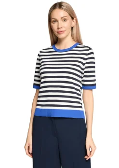 Pull à rayures en tricot fin avec manches mi-longues