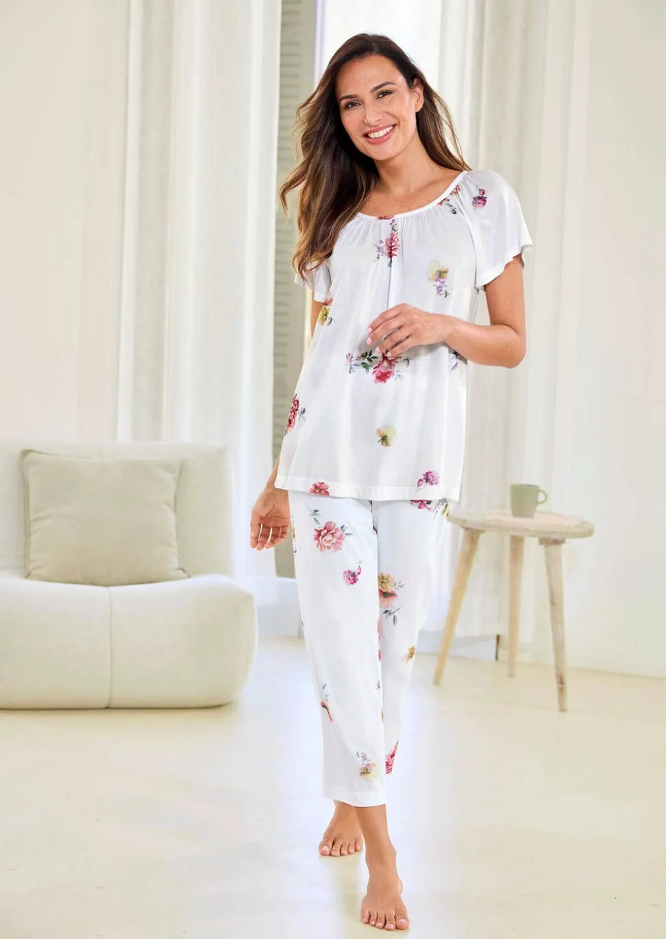 Pyjama à manches courtes motif à fleurs