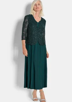Robe avec veste en dentelle et paillettes