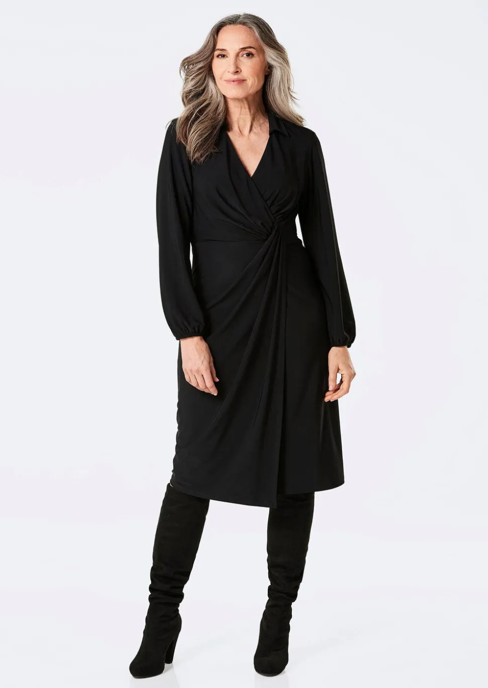 Robe cache-cœur avec col chemise