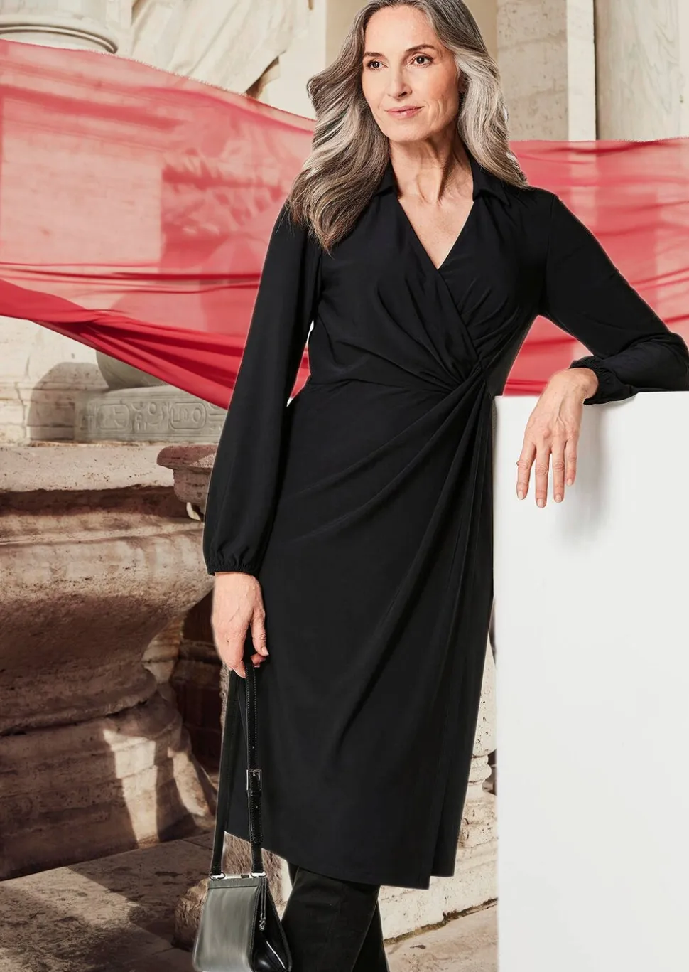 Robe cache-cœur avec col chemise