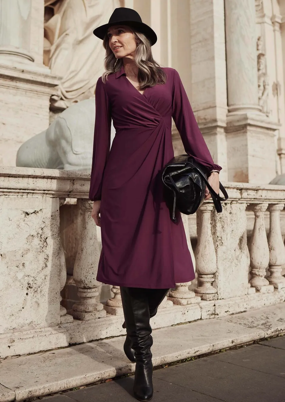 Robe cache-cœur avec col chemise