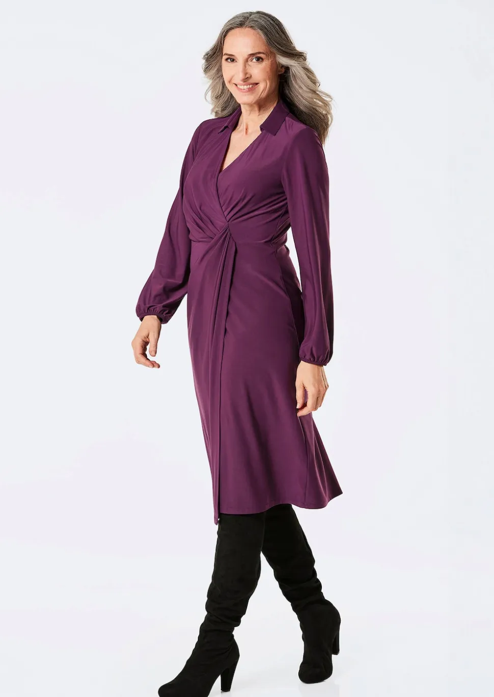 Robe cache-cœur avec col chemise