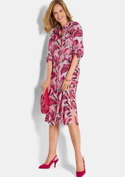 Robe-chemisier avec imprimé de feuilles