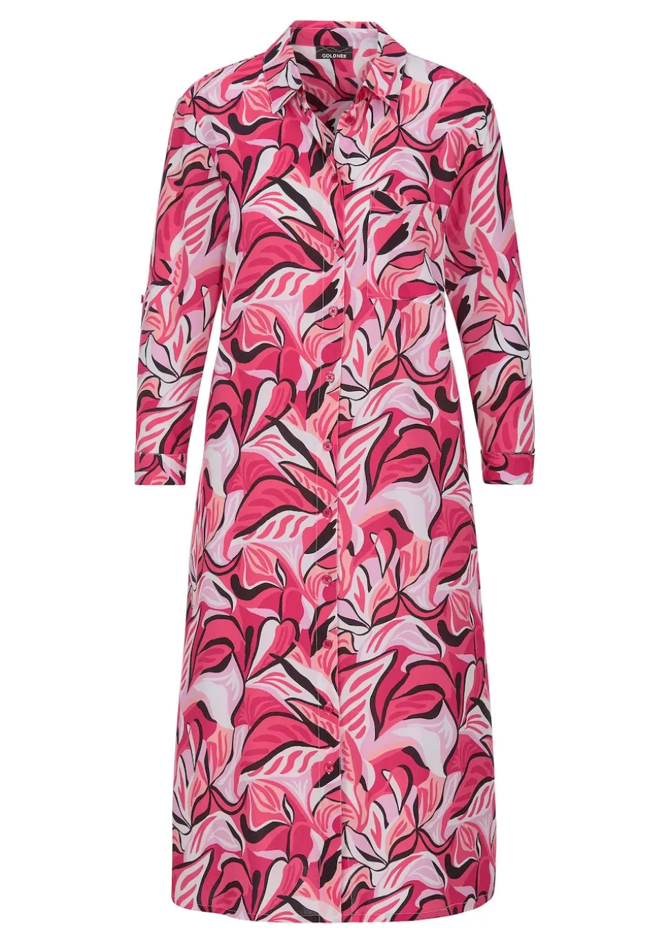 Robe-chemisier avec imprimé de feuilles