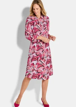 Robe-chemisier avec imprimé de feuilles