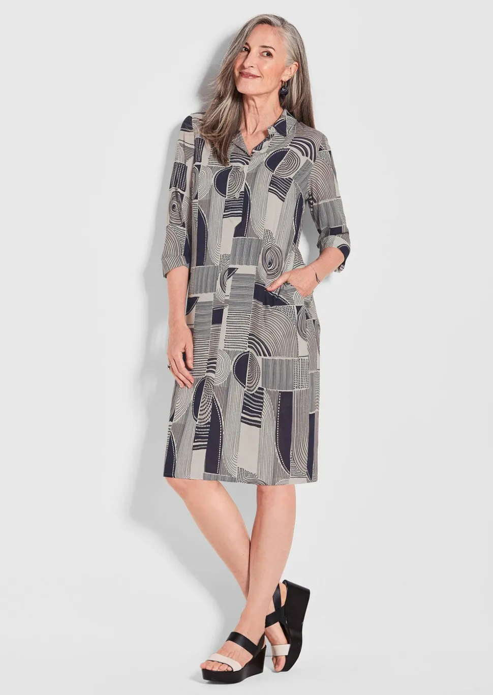 Robe chemisier avec imprimé intégral