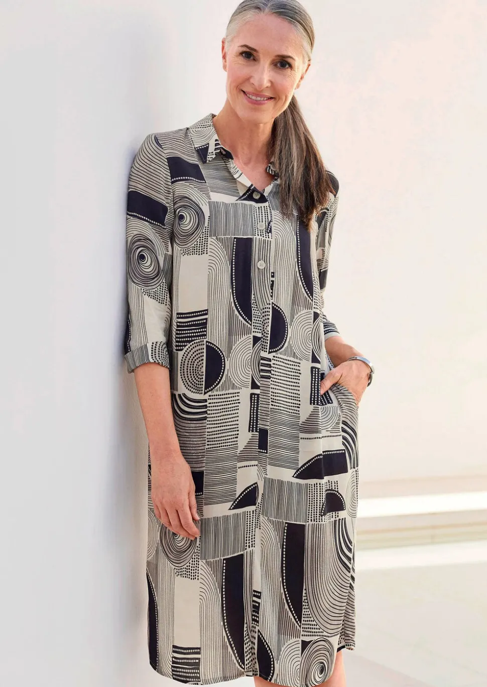 Robe chemisier avec imprimé intégral