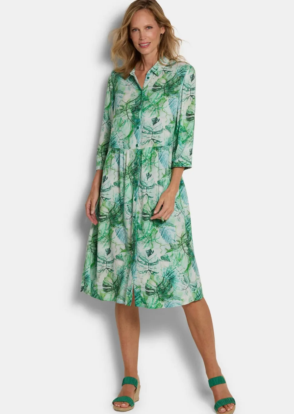 Robe-chemisier mi-longue