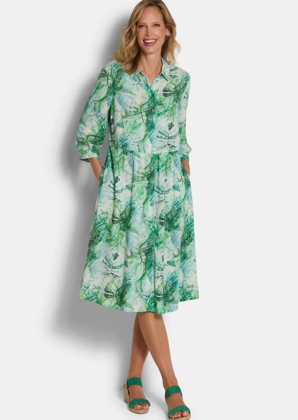 Robe-chemisier mi-longue