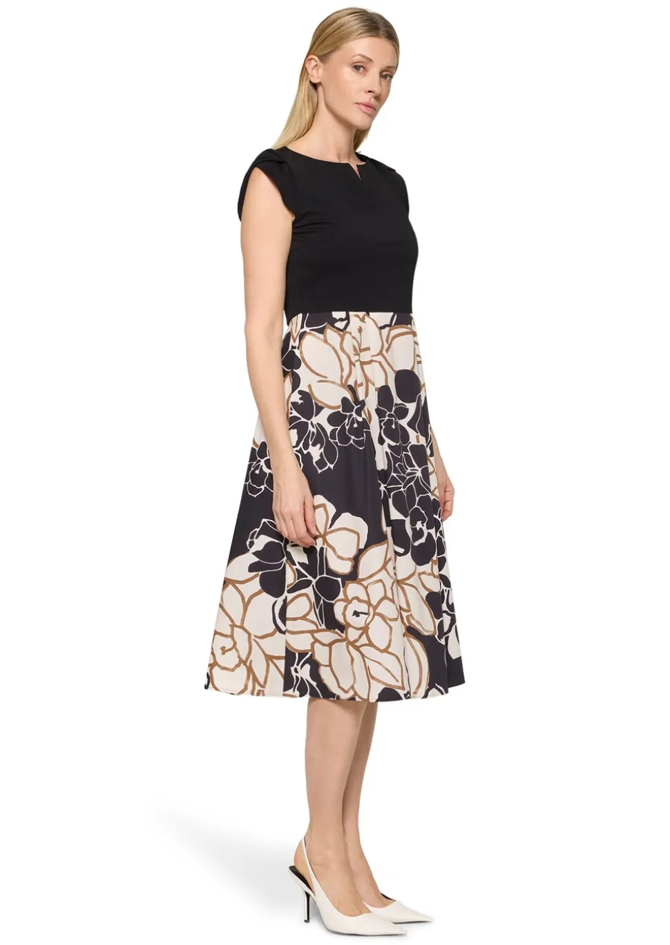 Robe composée d’un haut en jersey et d’une jupe tissée