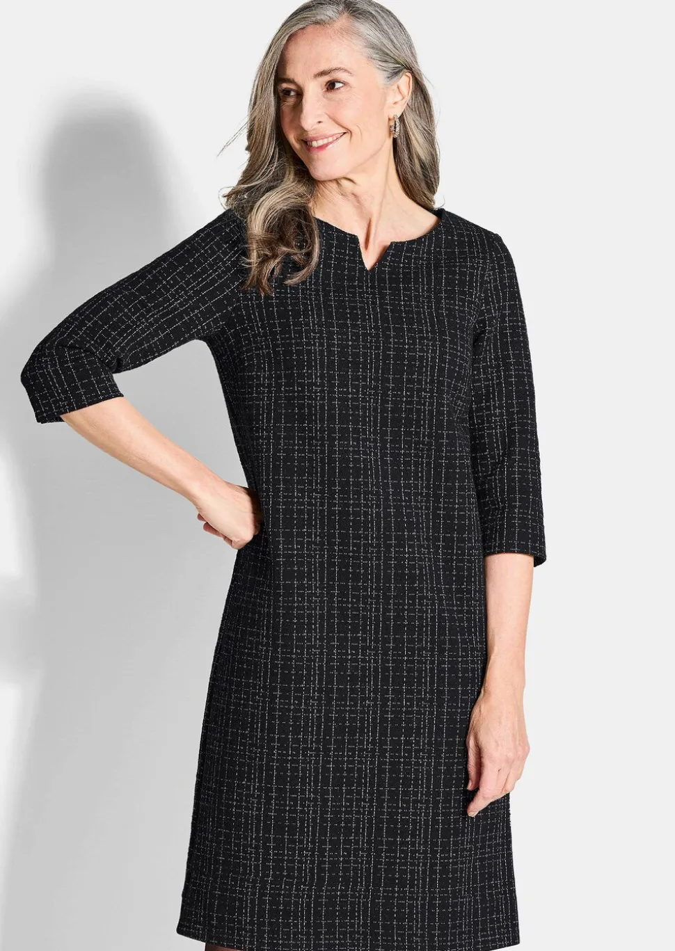 Robe en jersey aspect tweed, légèrement brillante