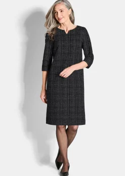 Robe en jersey aspect tweed, légèrement brillante