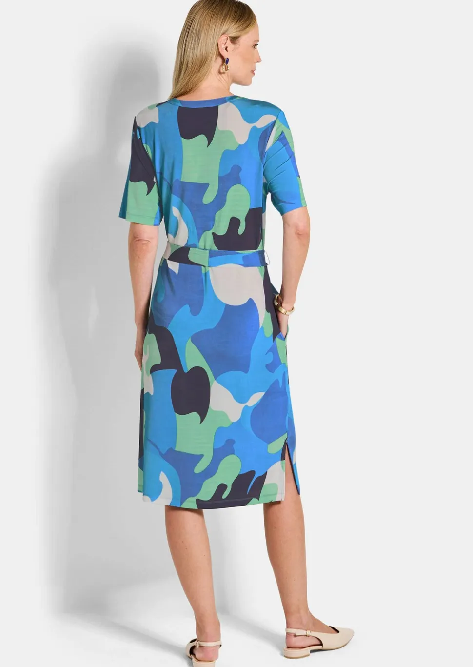 Robe en jersey avec lien à nouer et poches