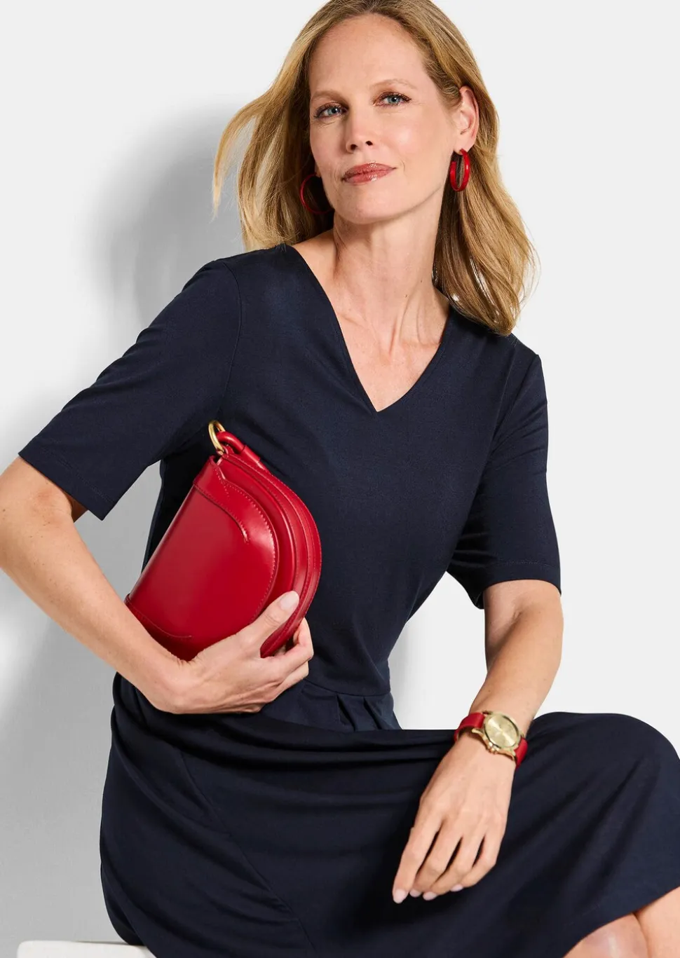 Robe en jersey à encolure en V
