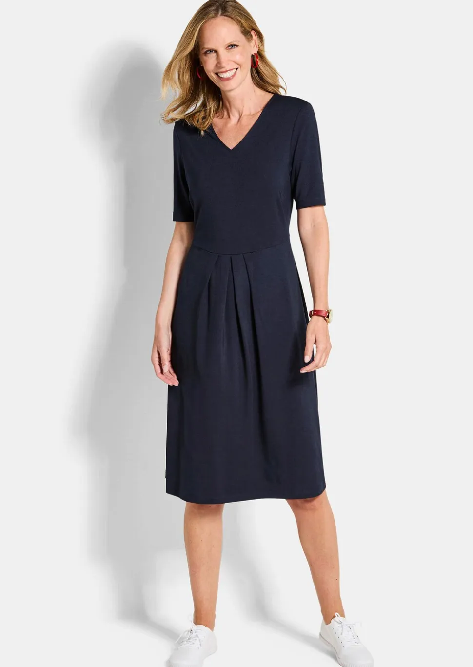 Robe en jersey à encolure en V