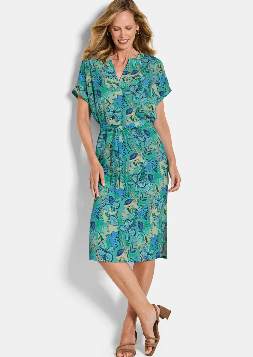 Robe en viscose avec ceinture à nouer